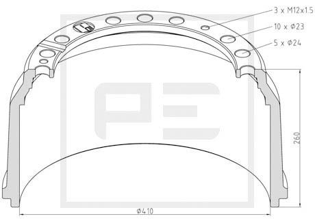 PE AUTOMOTIVE Piduritrummel 016.498-00A